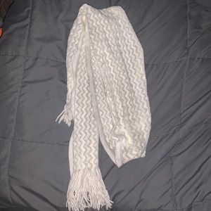 white and silver long scarf
